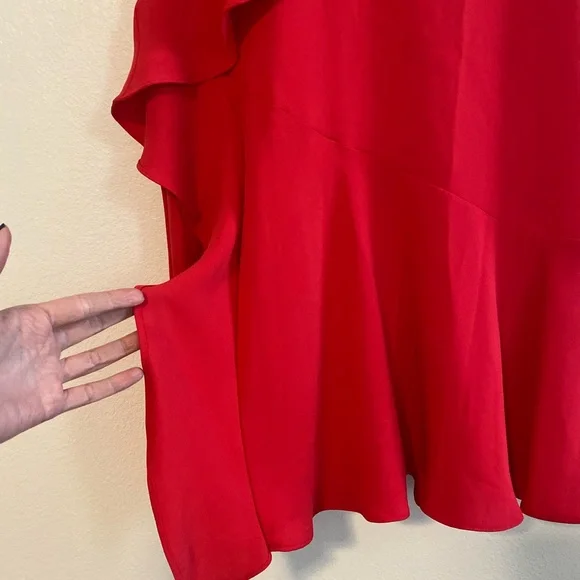 Reiss Red Ruffle Short Mini Odessa Dress, size 10 - Picture 4 of 9